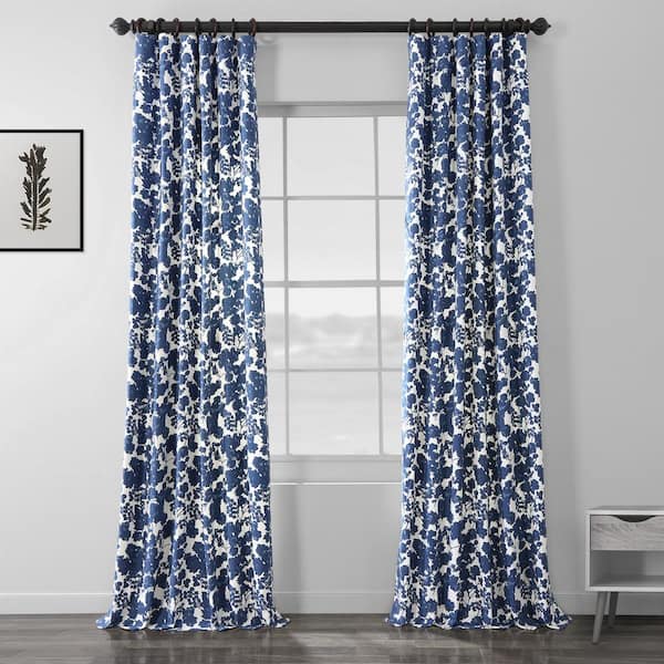 blue floral drapes