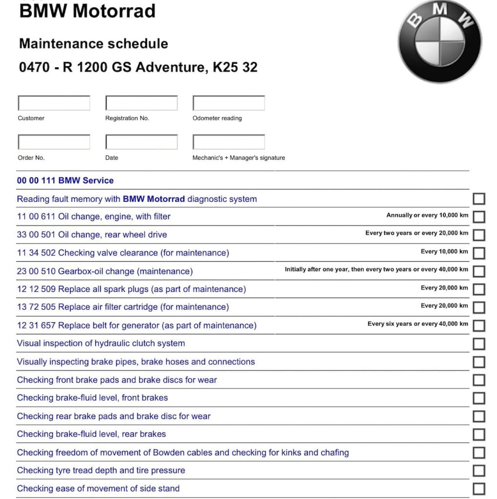 bmw r1200gs service schedule