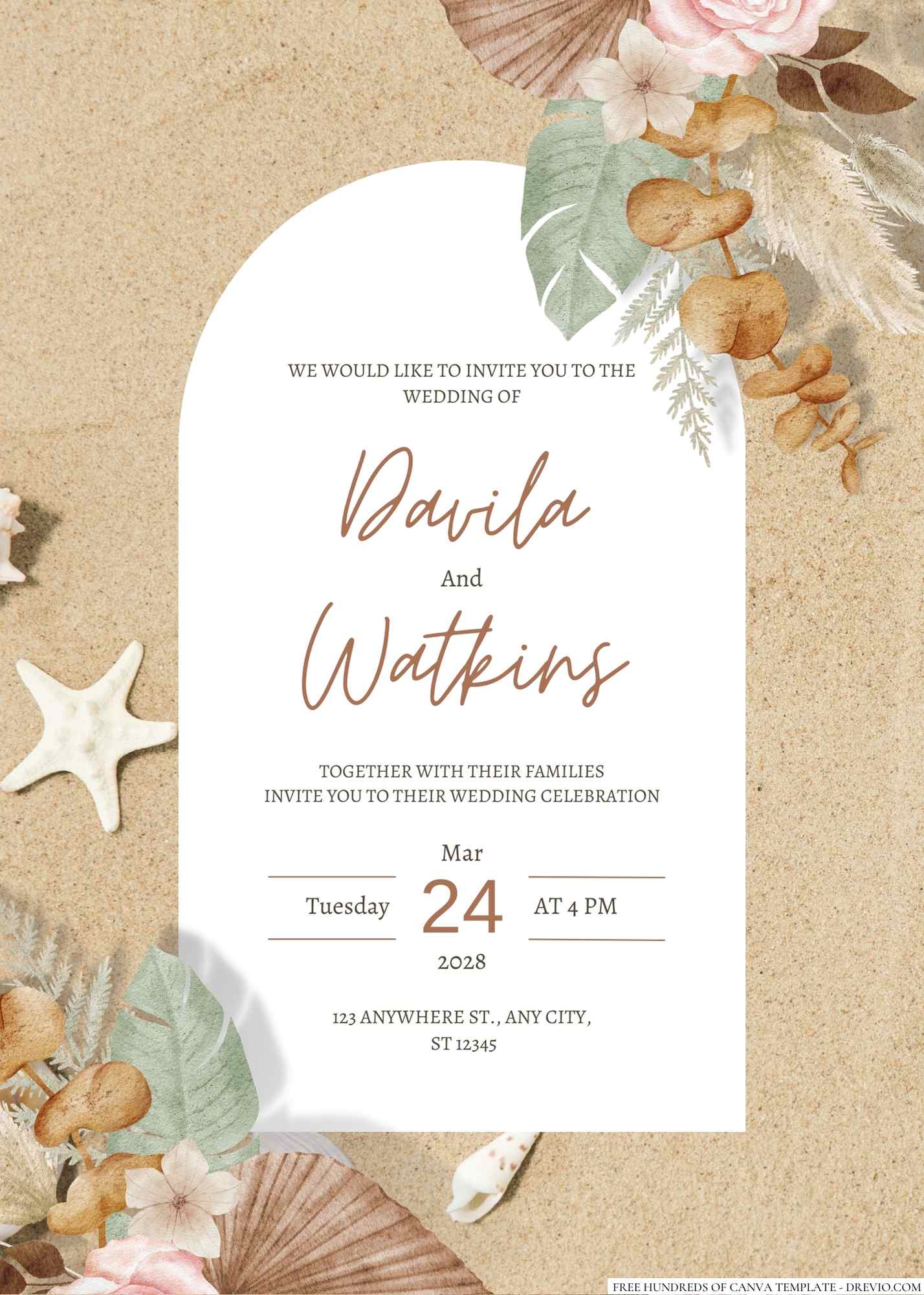 boho beach wedding invitations