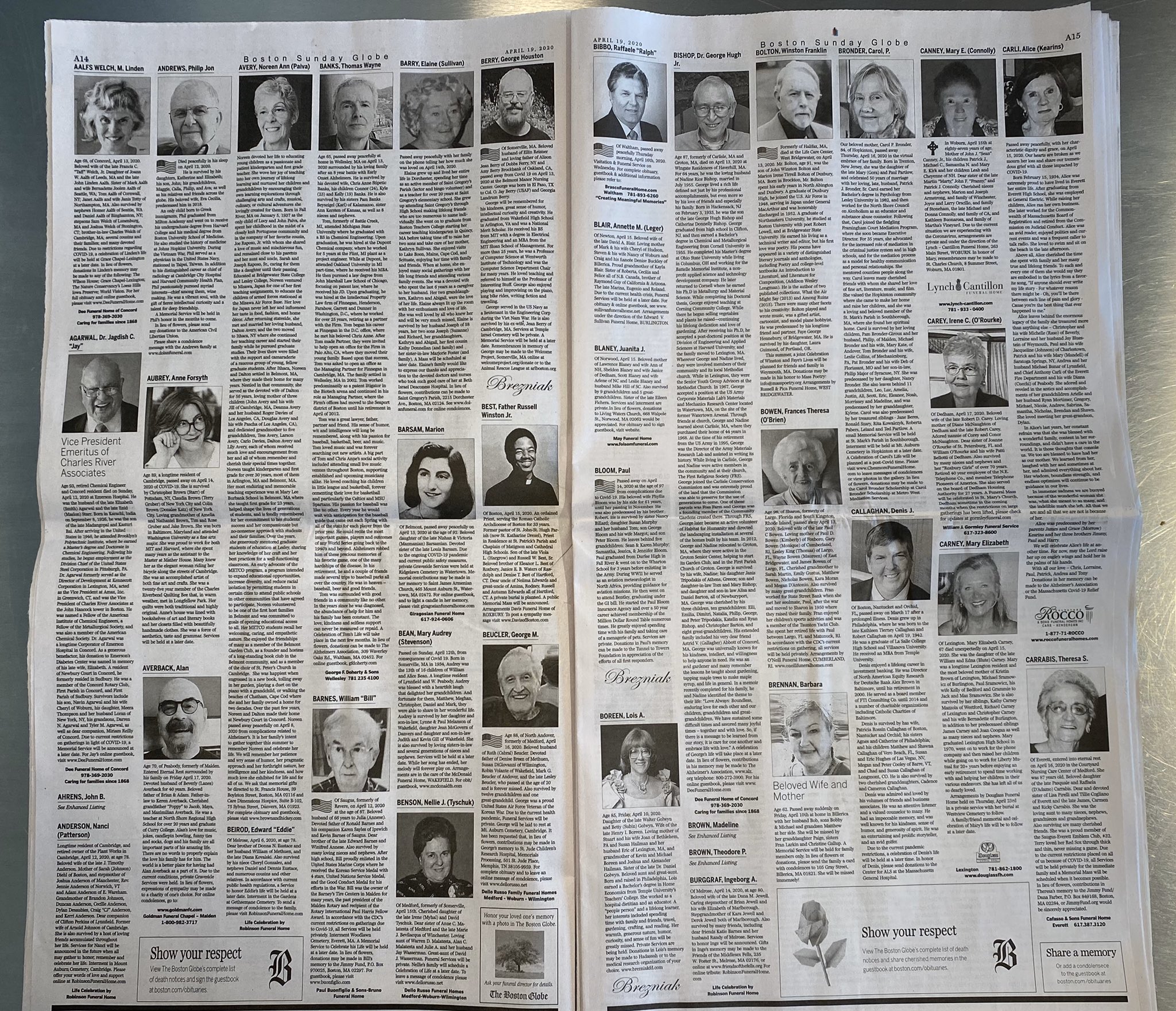 boston globe death notices