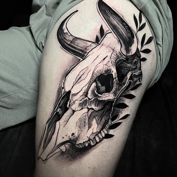 buffalo skull tattoo