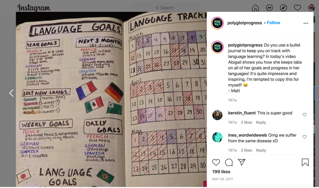 bullet journal for language learning