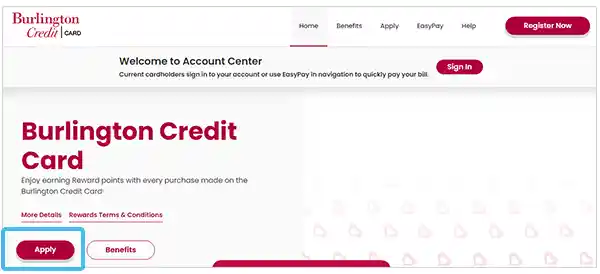 burlington credit card login