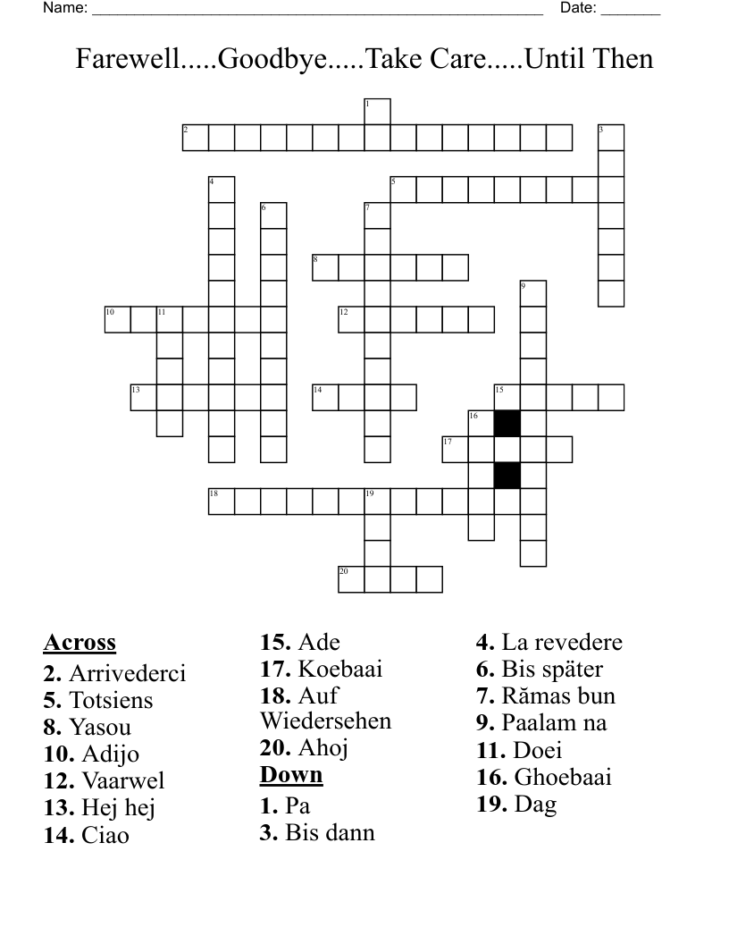 bye crossword clue