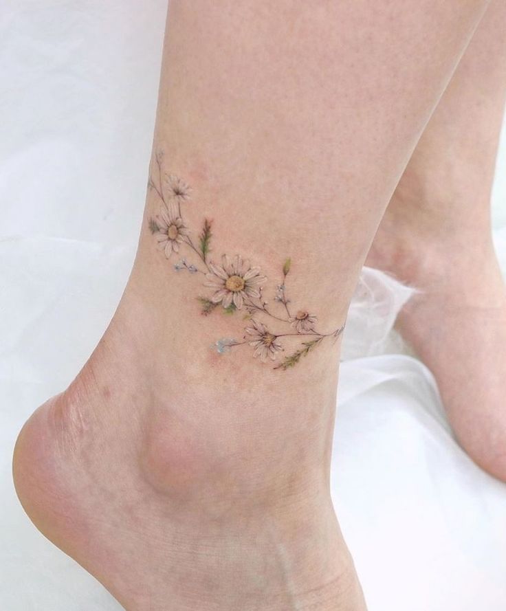 daisy chain tattoo ankle