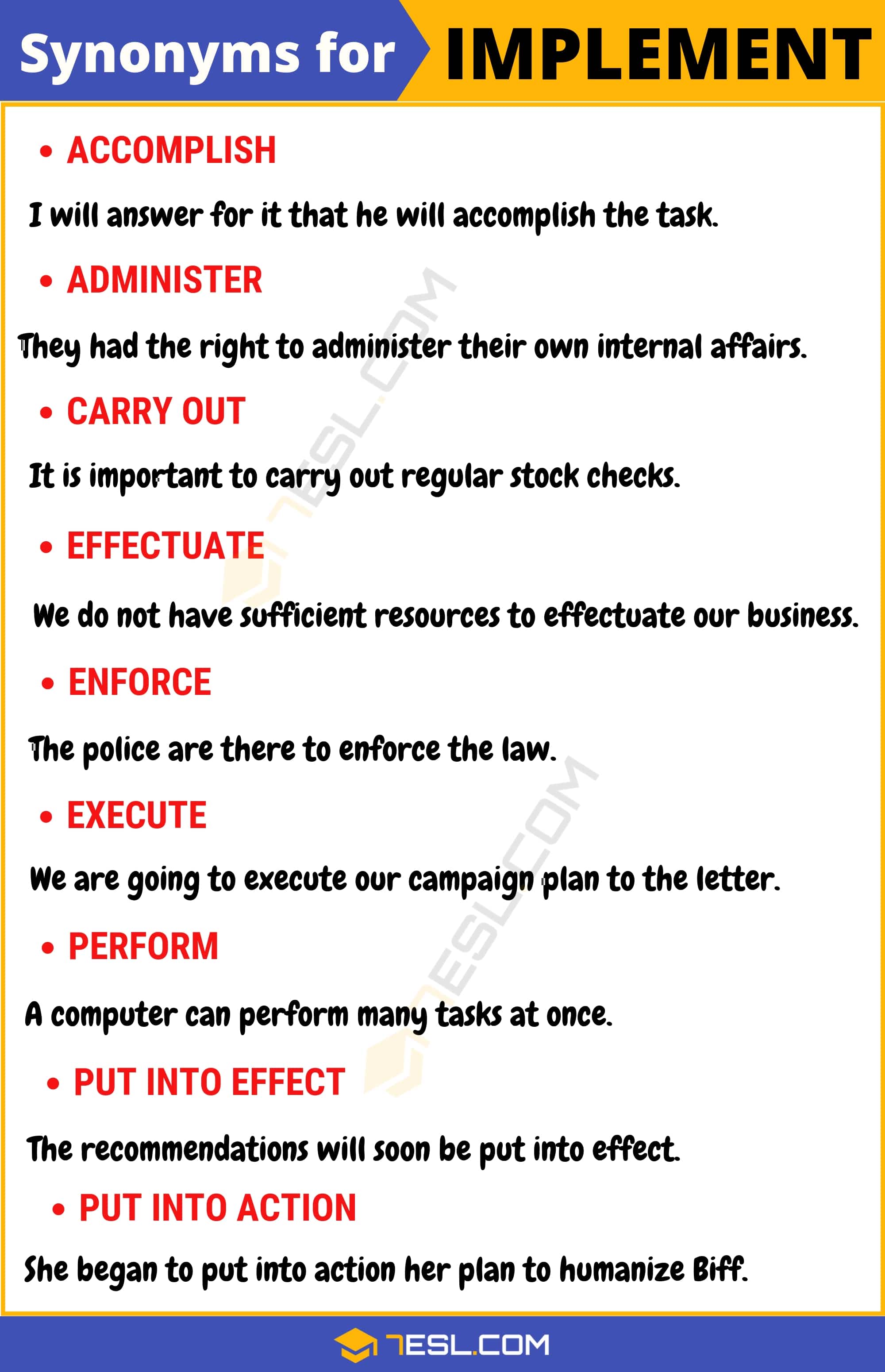 synonyms of implemented