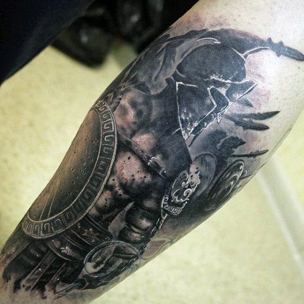 warrior tattoo leg