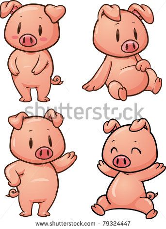 cartoon drawings of pigs