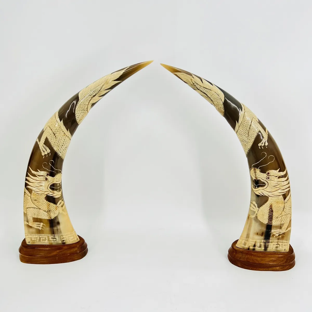 carved buffalo horns