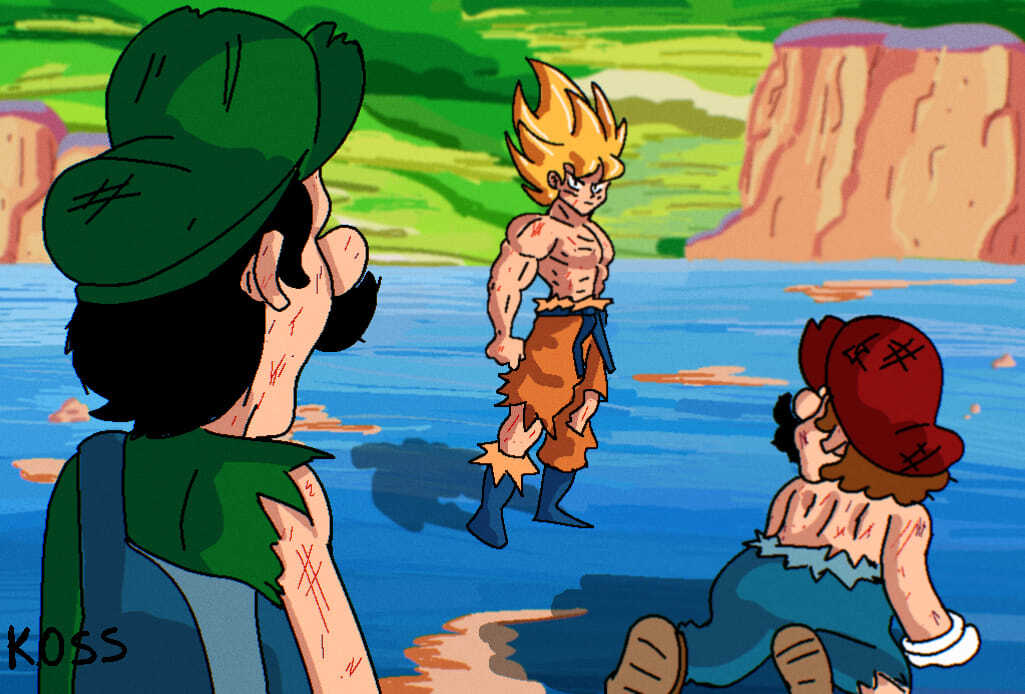 imagenes de goku vs mario bros