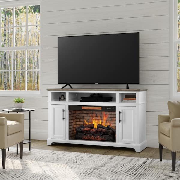 white electric fireplace tv stand