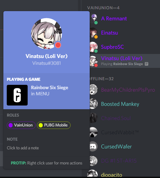 hang status discord