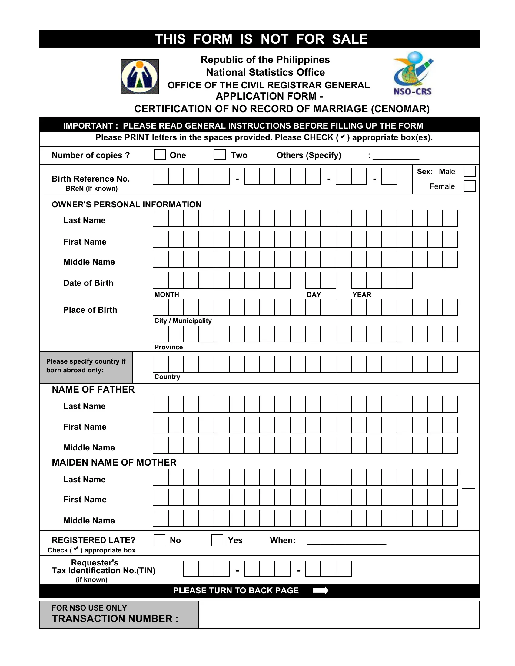 cenomar sample cenomar form