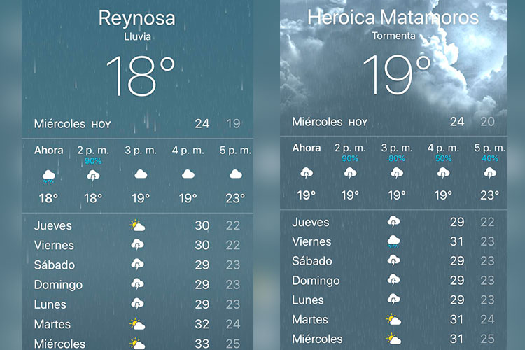 clima matamoros por hora