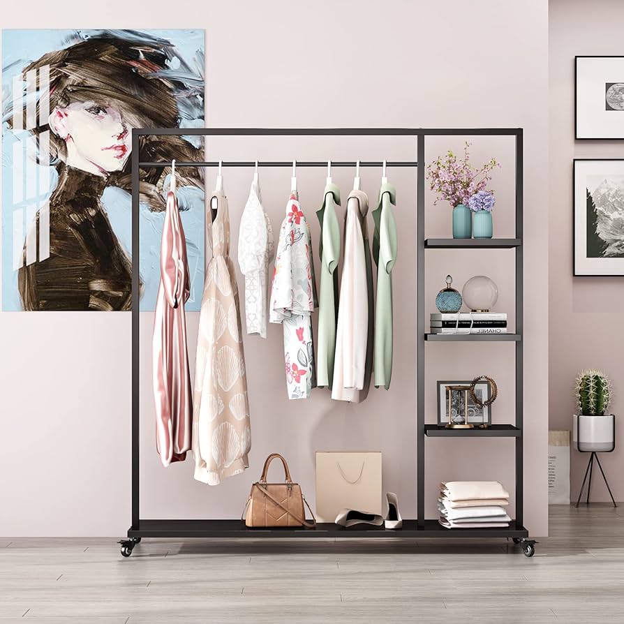 clothing rack with shelves