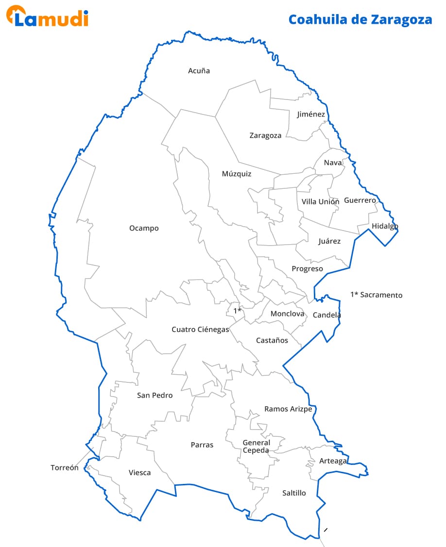 coahuila division politica con nombres