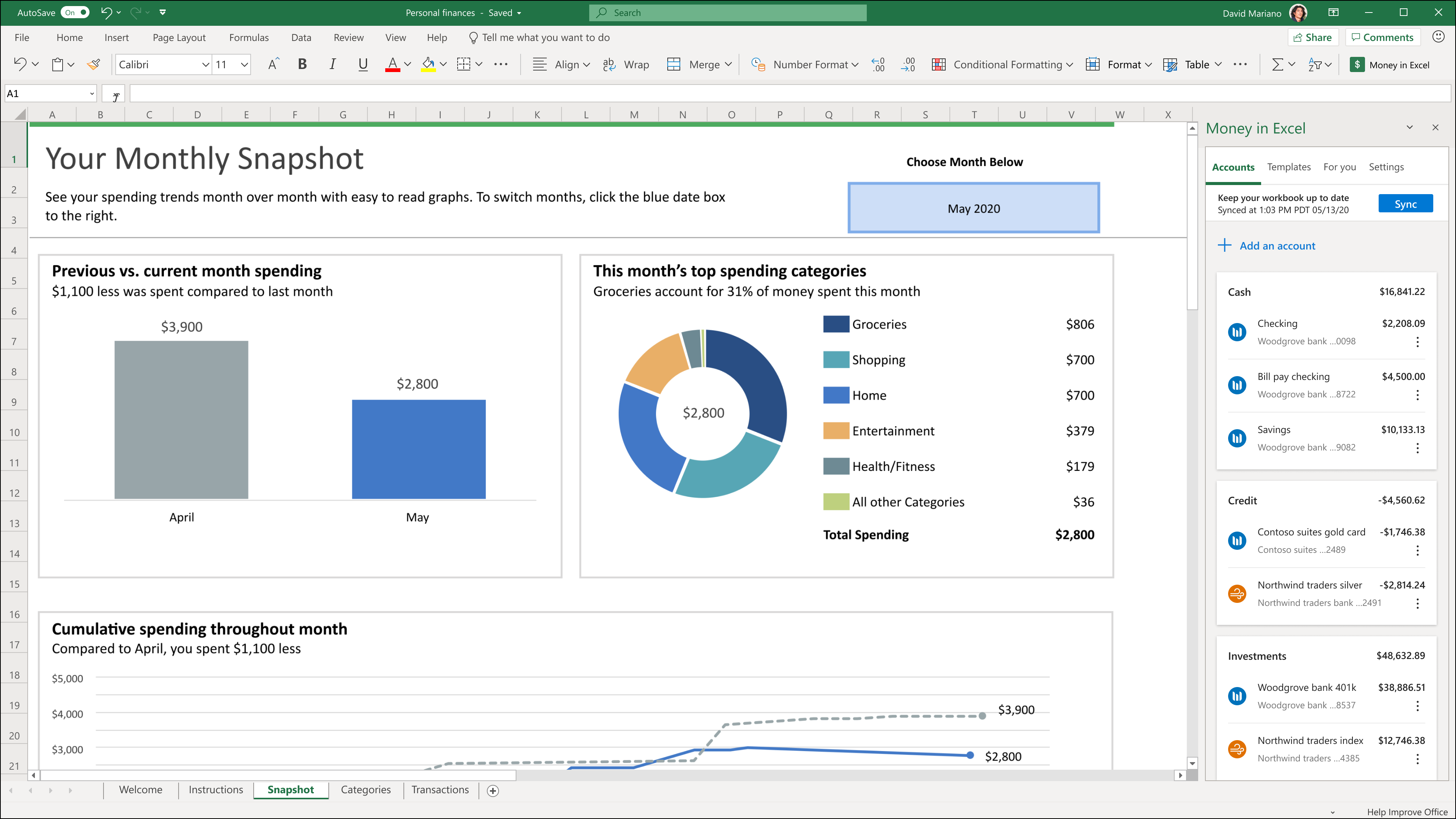 connect bank account to excel