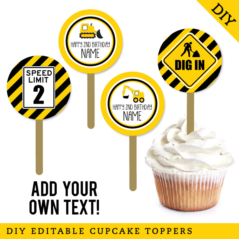 construction cupcake toppers