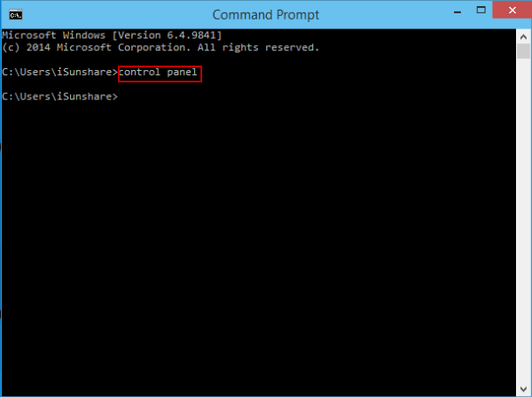 control panel command prompt