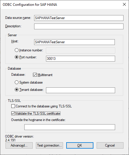 controlador odbc de sap hana