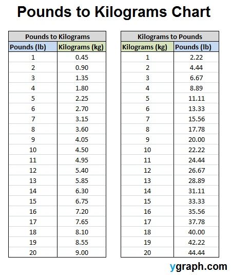 convert 20 pounds to kilograms