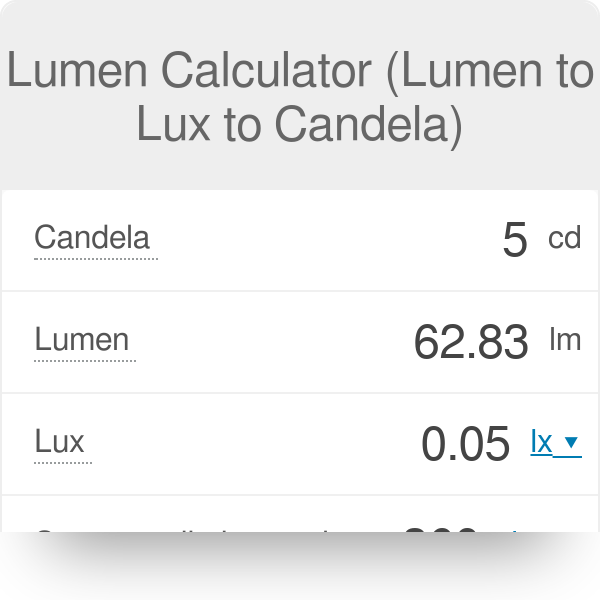 convert lux to lumens