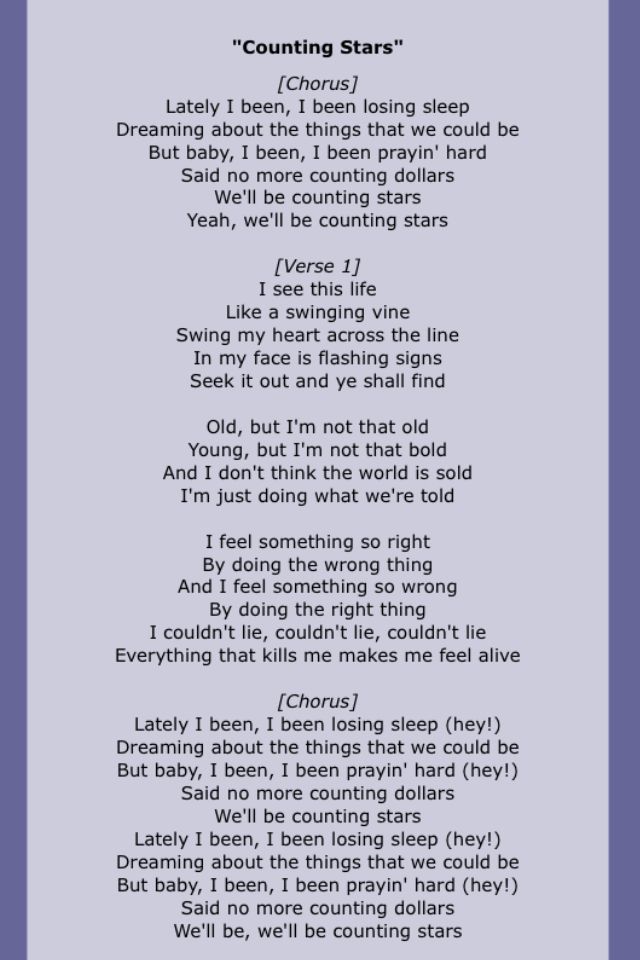 counting stars lyrics