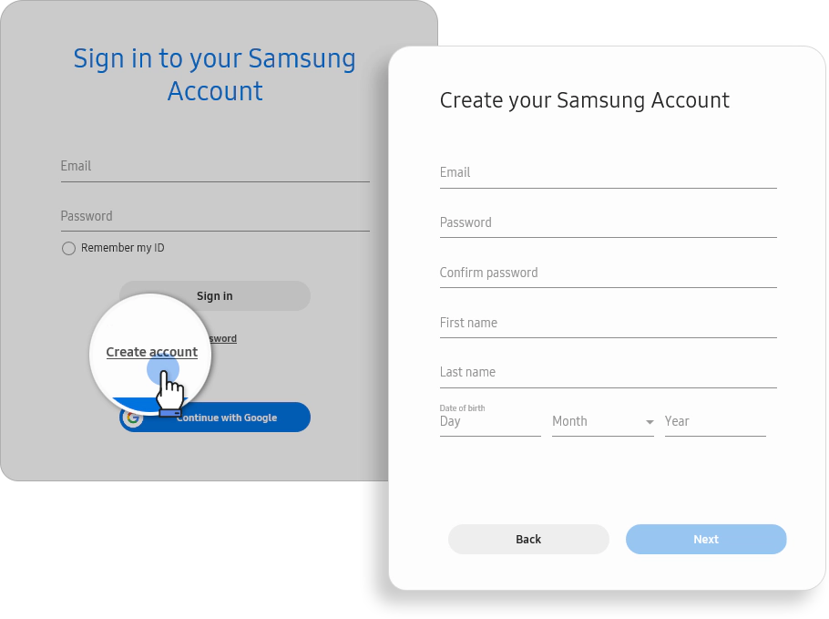 create a samsung account