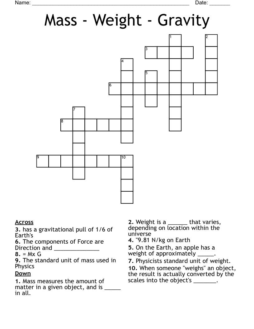 crossword clue unit of weight