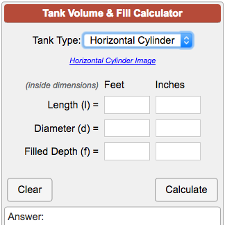 cylinder volume calculator gallons