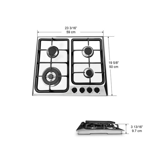 4 burner stove dimensions