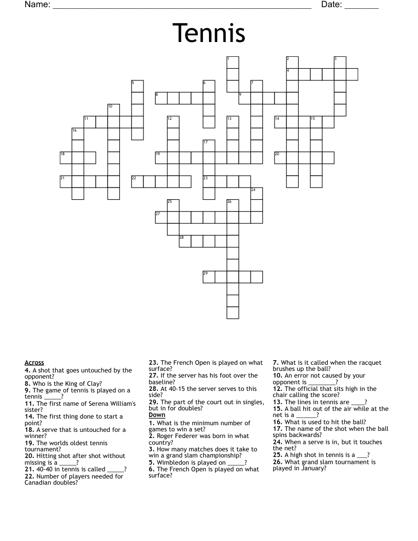 tennis term crossword clue