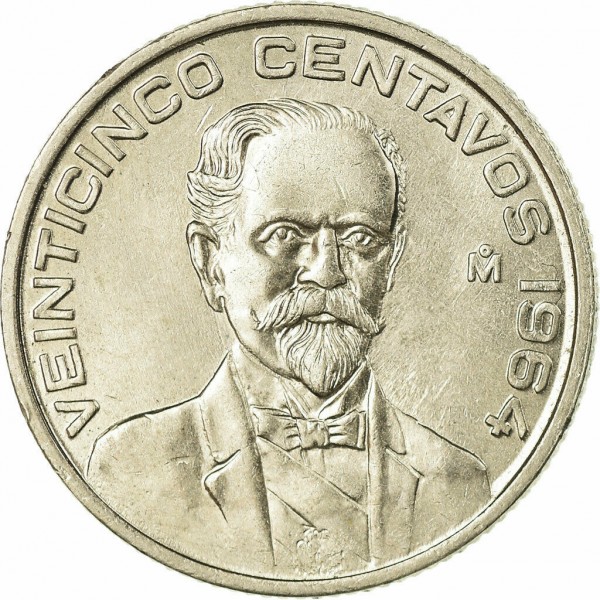 moneda de veinticinco centavos 1964