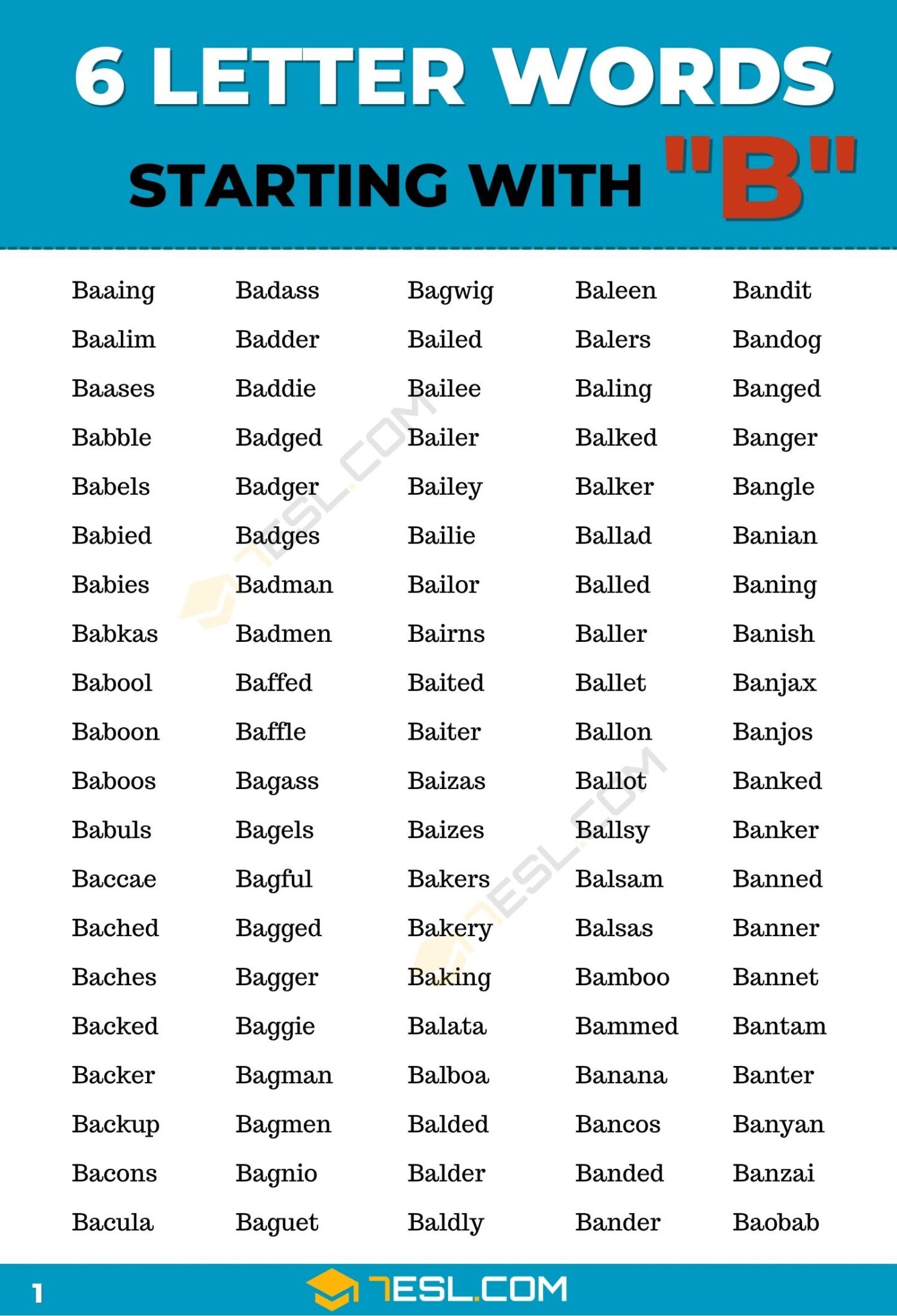 6 letter words starting with bu