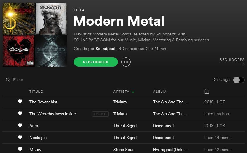 spotify metal playlists