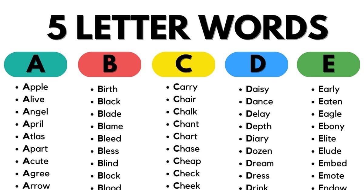 make a five letter word with these letters