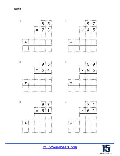 long multiplication worksheets