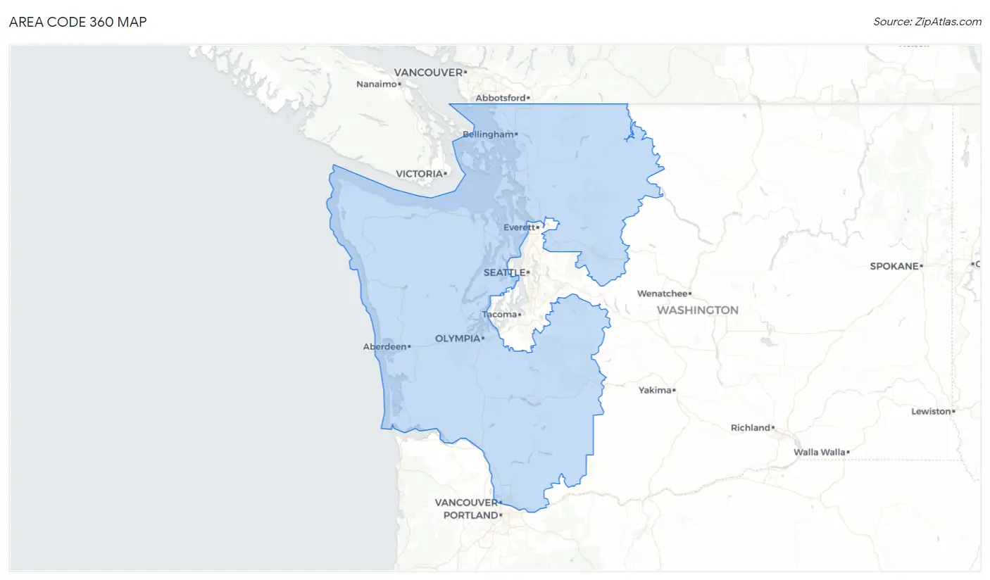 area code 360 location