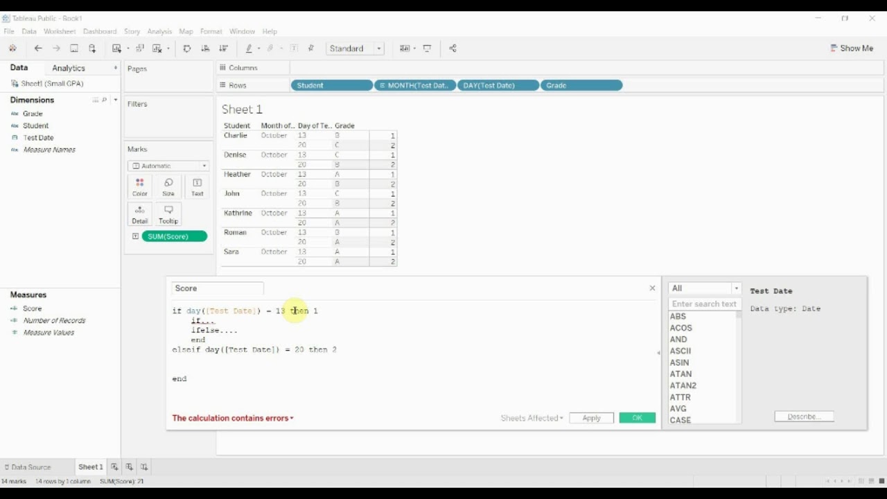 if condition in tableau