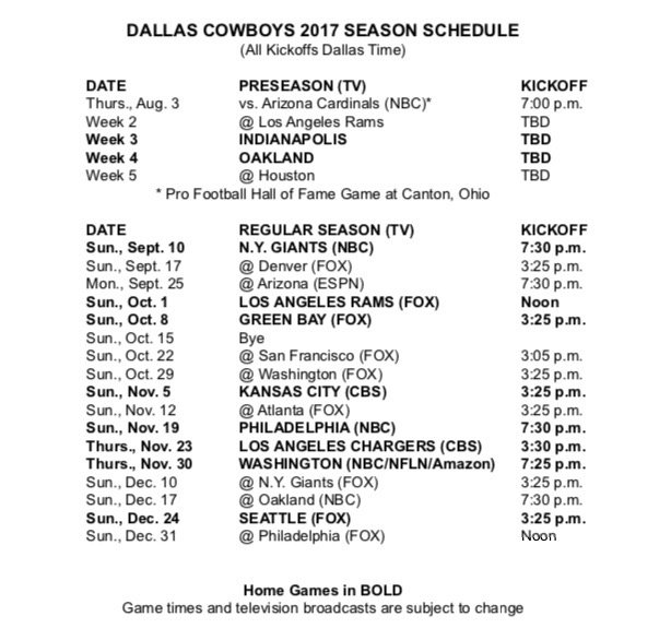 dallas cowboys 2017 schedule