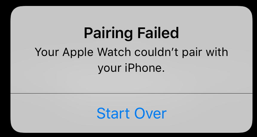 pairing failed apple watch