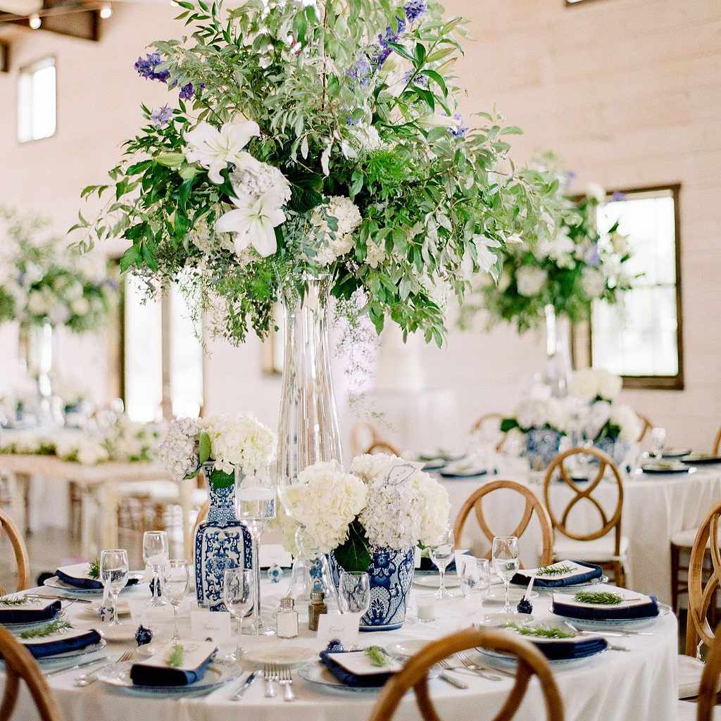 wedding blue centerpieces