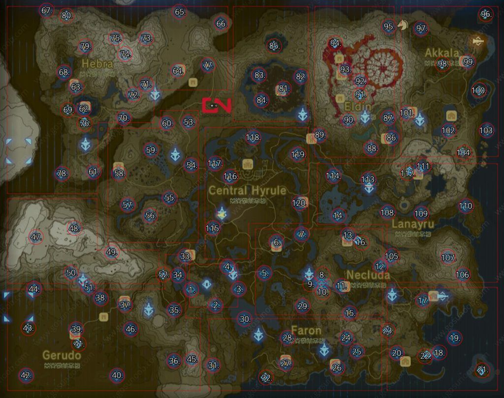 all shrine locations botw map