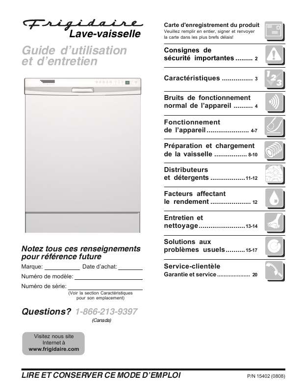 lave vaisselle frigidaire manuel dutilisation