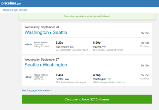 air ticket to washington dc