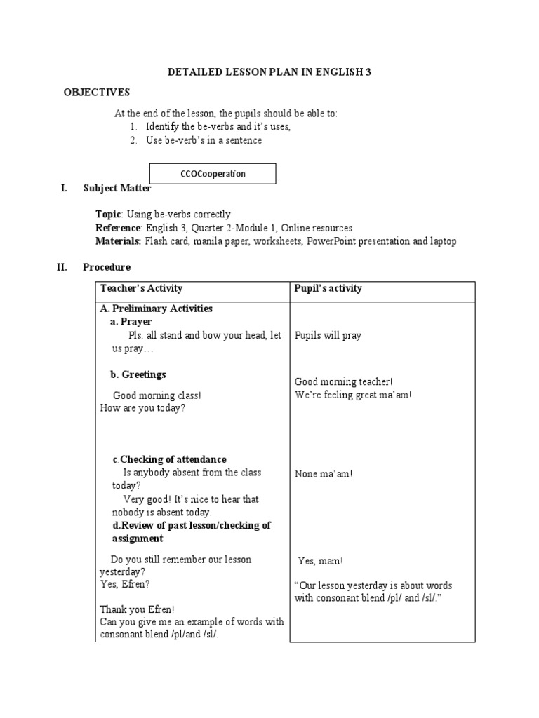 detailed lesson plan for grade 3 english