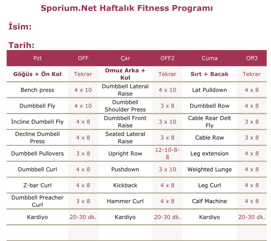 ileri seviye fitness programı resimli