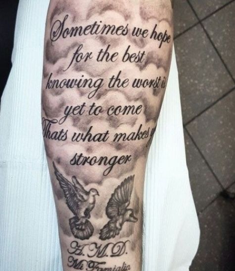 male inner bicep tattoo quotes