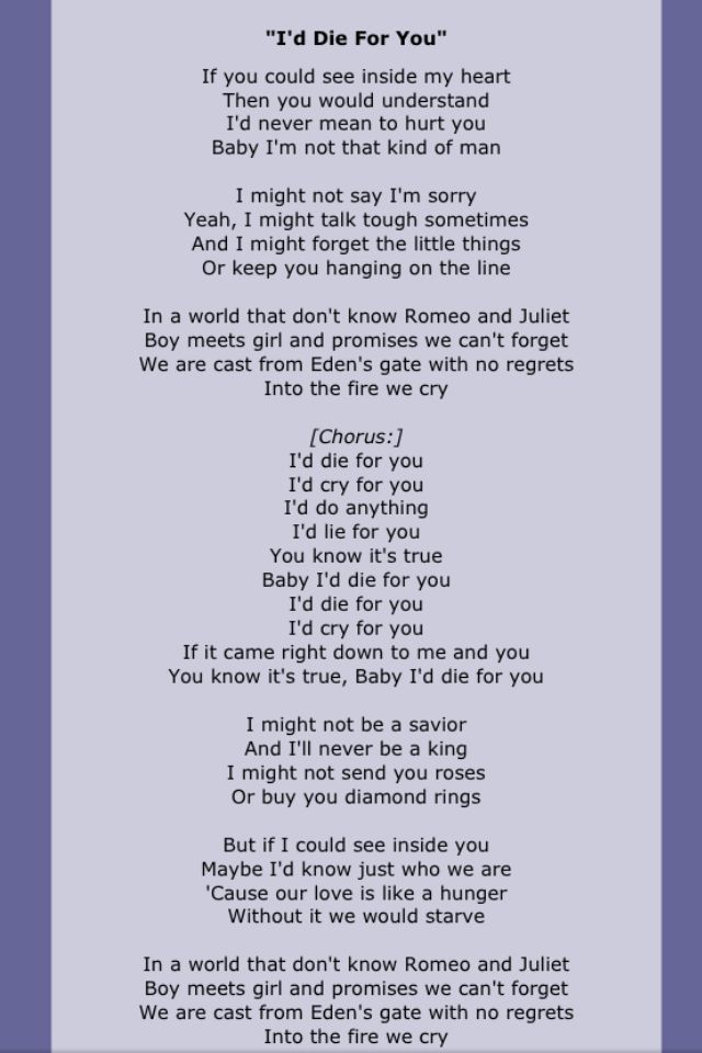 die for you letra