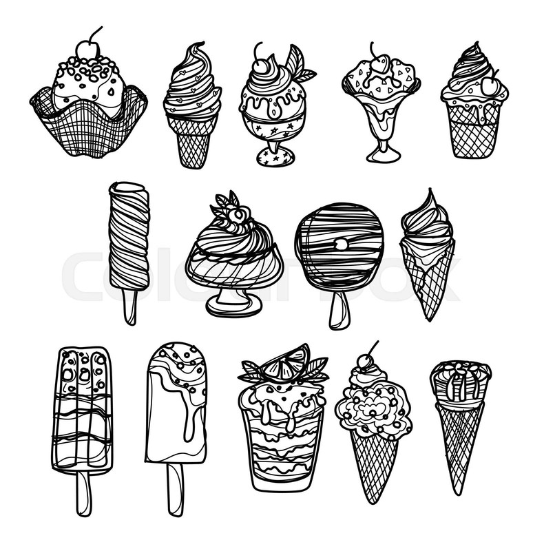 different types of ice cream drawing